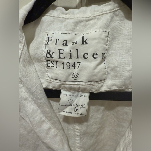 Frank & Eileen Barry Italian Linen Button Down Shirt White , size XS - Picture 7 of 12